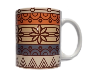 Kubek - Boho, wzory etniczne, motyw z kwiatem